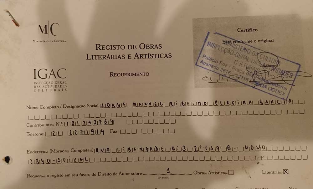 Registo IGAC de Jorge Garcia