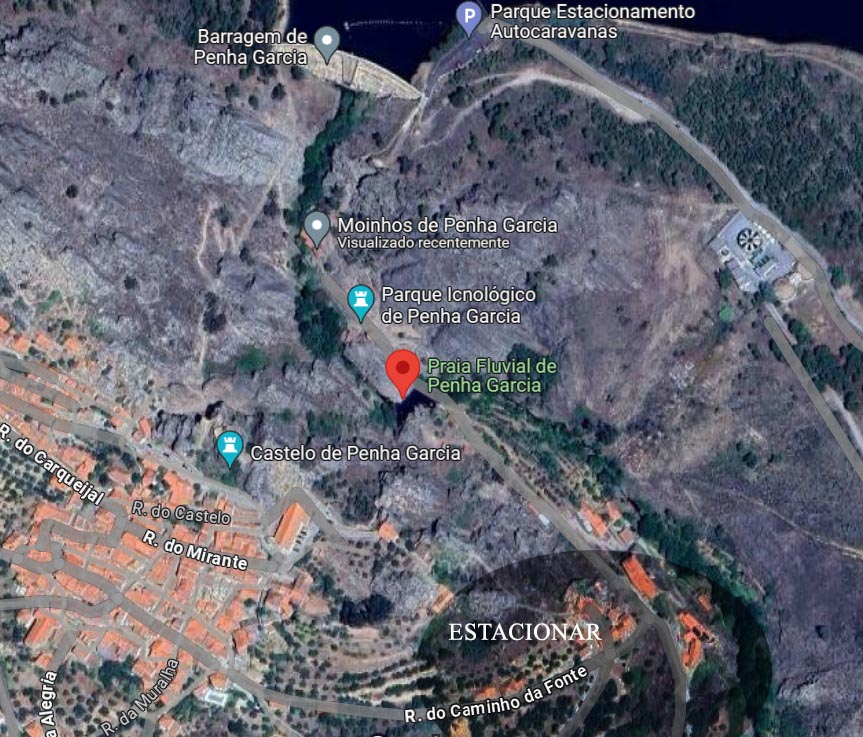 Estacionar na praia fluvial de Penha Garcia