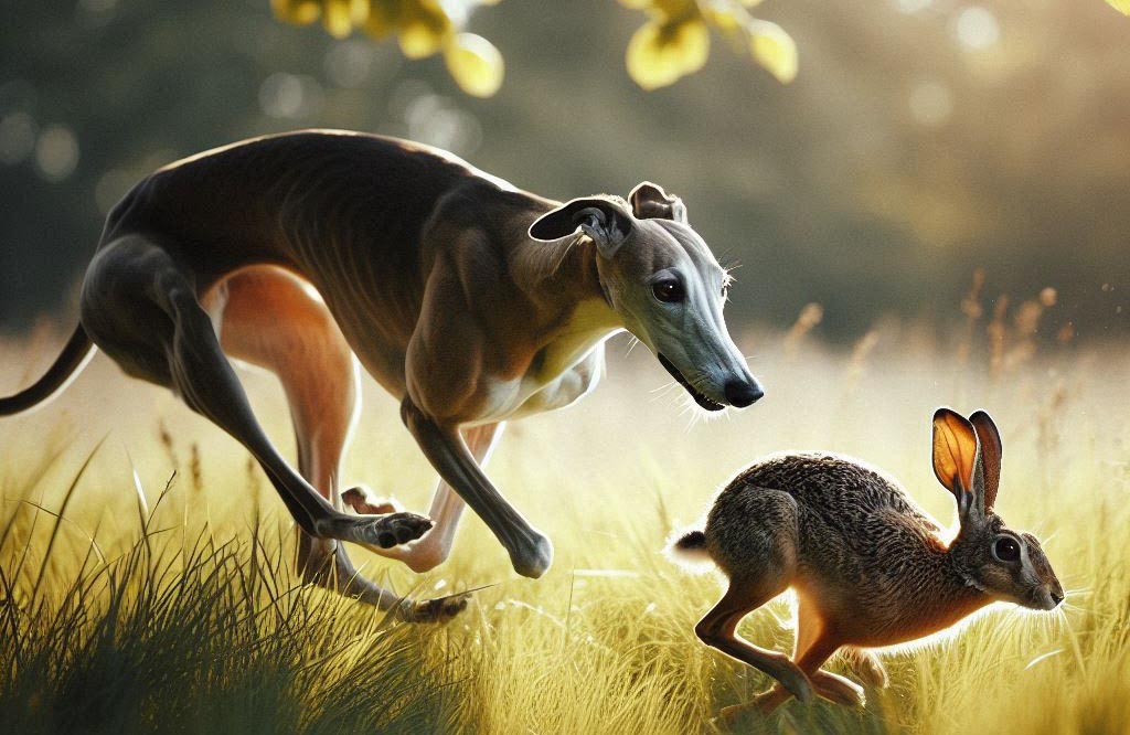 Galgo caçando lebre