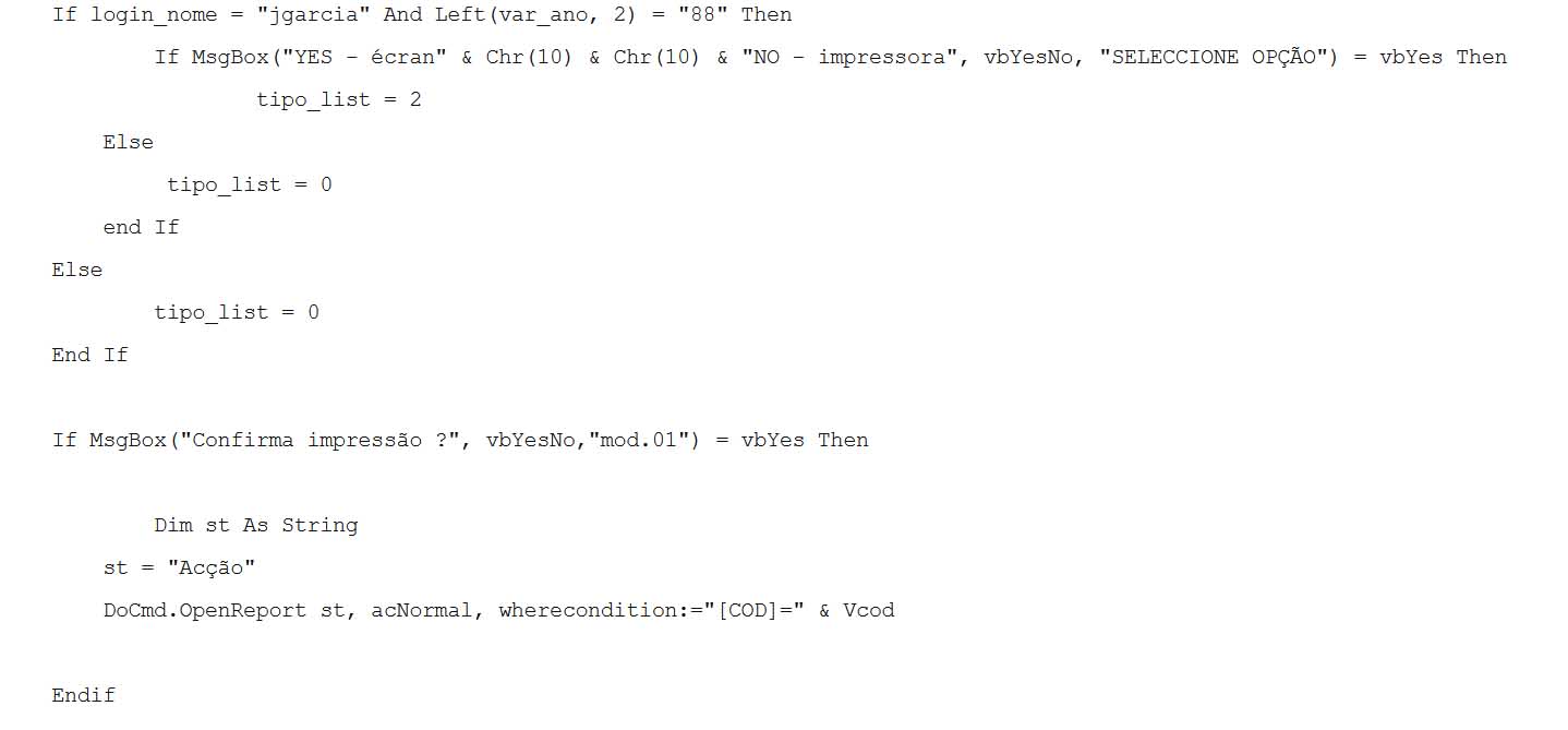 Rotina para imprimir em VBA/ACCESS