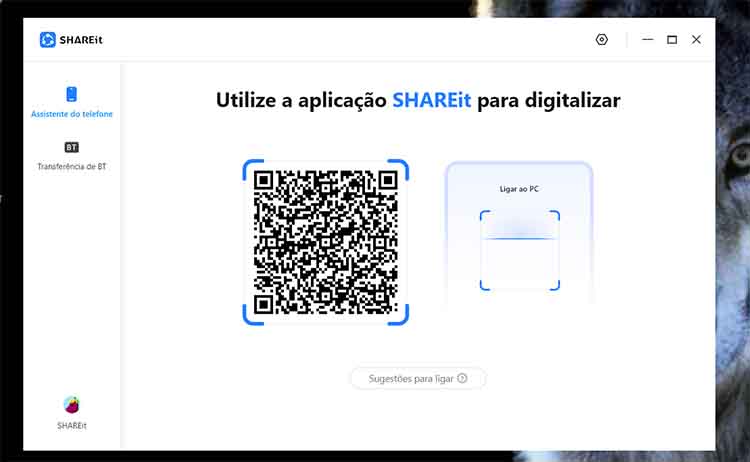  código QR para ser lido pela aplicação ShareIt