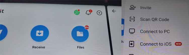 No tablet escolher CONNECT TO PC, no botão +